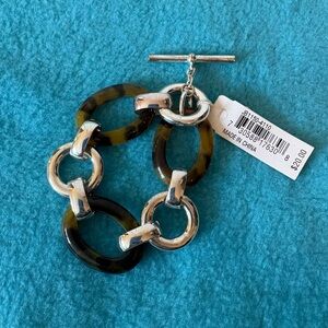 Chunky Silver and Tortoise Link Bracelet